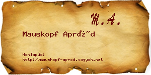 Mauskopf Apród névjegykártya
